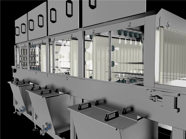 山東周轉(zhuǎn)箱清洗機(jī)，塑料箱清洗機(jī)廠家，熱堿水清洗