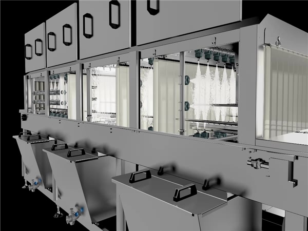 洗箱機(jī)，料筐清洗機(jī)，周轉(zhuǎn)筐清洗機(jī)，隧道式清洗機(jī)，洗筐機(jī)