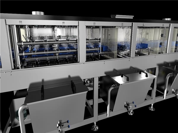 食品筐清洗機(jī)，高壓水流清洗，消毒清洗一次完成