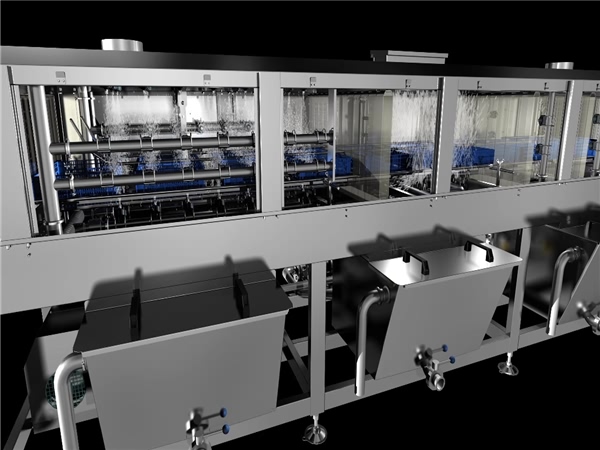 食品筐清洗機(jī)流水線，食品筐清洗機(jī)